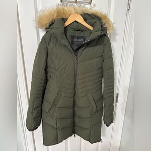 Pajar Women's Olive Green Puffer Coat with removable faux fur trim size M